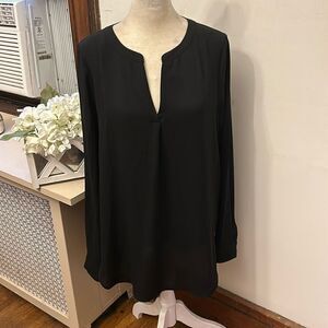 Pleione black long sleeve V neckline blouse Size S EUC
